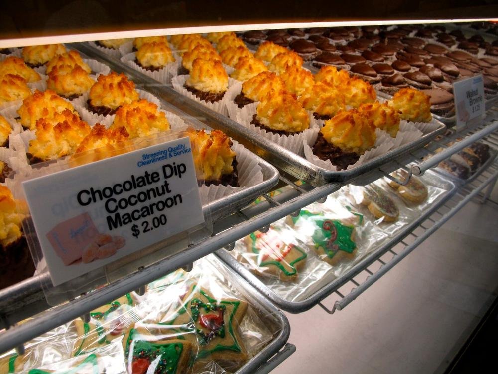 Bakery case of pastries